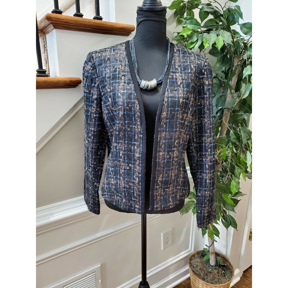 Darby + Luke Women's Multicolor Polyester Long Sleeve Open Front Jacket Size 12